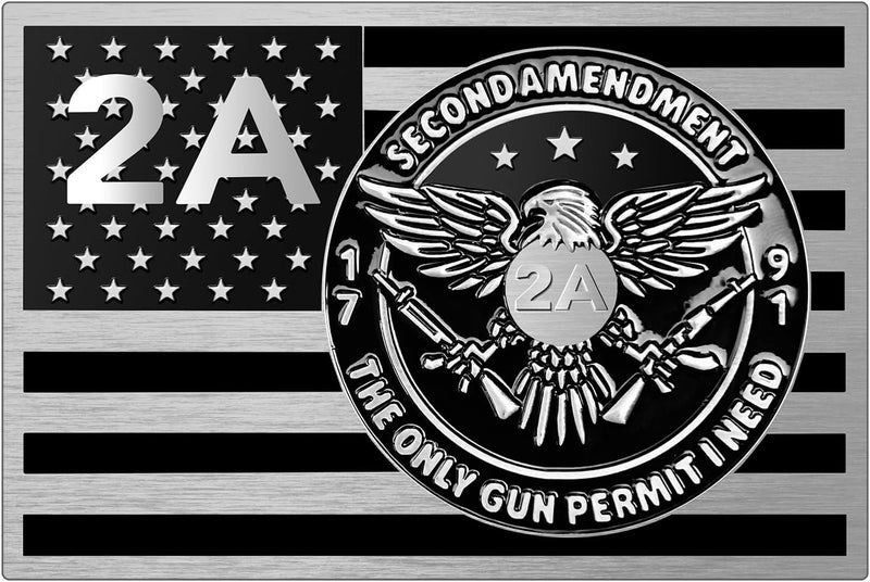 LWQLZY 2A Second Amendment Eagle Car Emblem – Metal 3D Design with ‘Second Amendment’ Text, 3M Adhesive – Patriotic Auto Badge for Car, Truck, Motorcycle, Window, or Door (2A US Flag) - Image 1